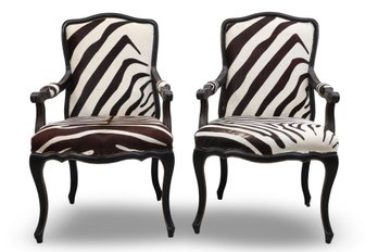Contemporary Palecek Zebra Hyde Side Chairs - A Pair