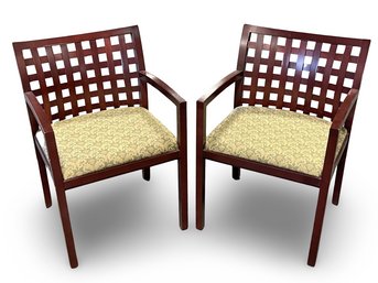 Pair Of Checkered Back Arm Chairs