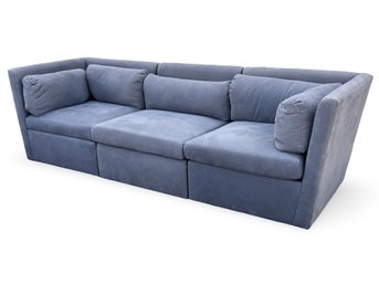 Regina Andrews Gray Polyester Suede Three Piece Modular Sofa
