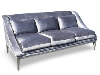 Regina Andrews Three Seat Platinum Velvet Sofa