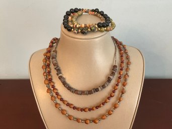 Beaded Necklaces And Bracelets With 14K