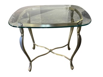 Glass Top Side Table With Brass Base