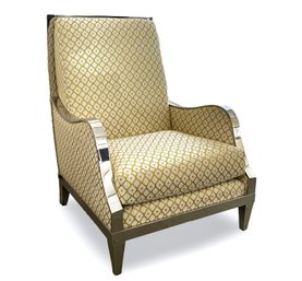 Oscar De La Renta For Century Upholstered Chrome Frame Arm Chair
