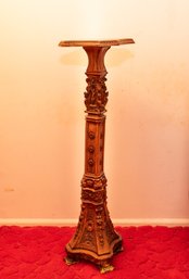 Ornate Wooden Pedestal Plant Stand