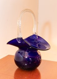 Morgantown Glass Co. Blue Clayton Basket