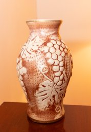 Hand Painted Vase With Grape Motif