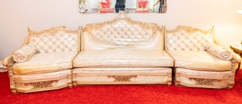 French Provincial Tufted Back Three Piece Sofa Excellent Condition