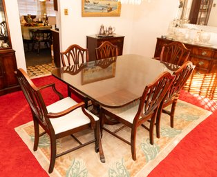 Drexal Mahogany Dining Table With 6 Shield Back Chairs