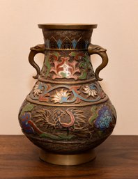 Japanese Brass Cloisonne Vase