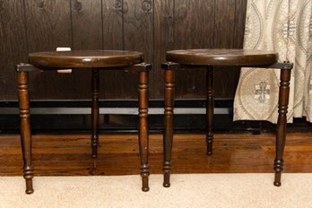 Pair Of Round Wooden Side Tables