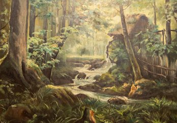 Woodland Brook Oil On Canvas Artist Unknow