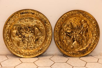 Two Brass Relief Wall Hangings