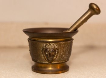 Brass Lion Head Mortar & Pestle