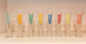 Numbered Drinking Glasses 1 - 8 Complete