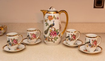 German Peacock Tea Set