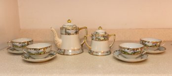 White & Gold Tea Set 4 Cups