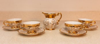 Gold & White Tea Cups & Saucers