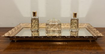 Mirrored Vanity Tray With Accessories