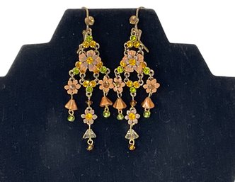 Michal Negrin Gold Chandelier Flower Earrings