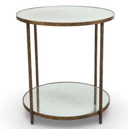 Oly Studio Distressed Mirror Top Side Table With Lower Shelf