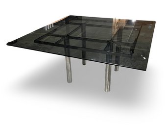 Afra & Tobia Scarpa For Knoll Chromed Steel & Smoked Glass Dining Table