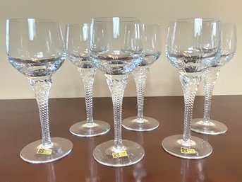 Vintage Bohemian Crystal Wine Glasses Set Of 6 Brand New In Box
