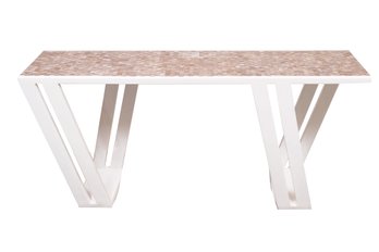 Modern White Lacquer Console Table With Mother Of Pearl Top
