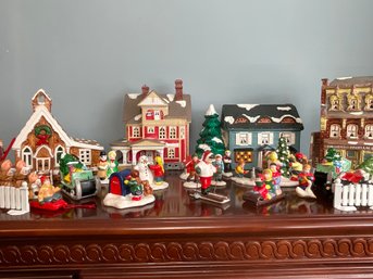 Collection Of Dept  56 Holiday Houses, Church & Figures