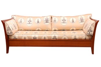 Grange French Louis Phillippe Style Walnut Settee With Custom Cushions