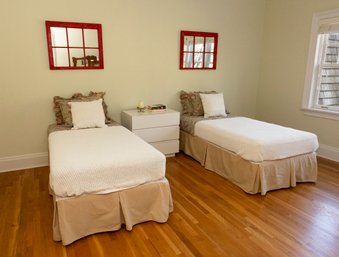 Pair Of Twin Beds With Mattress And Bedding