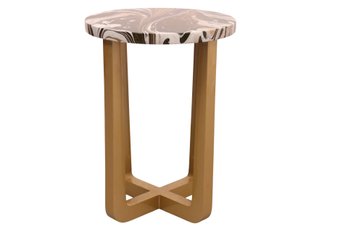 Mud White Graffiti Modern Side Table With Gold Base