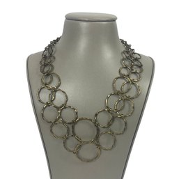 Circle Link Double Strand Gold-tone Necklace