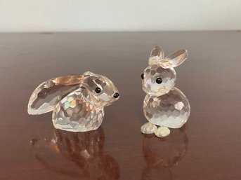 Swarovski Crystal Pair Of Bunny Rabbits With Boxes