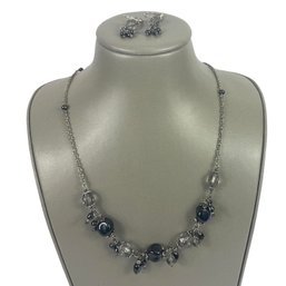 Stone & Glass Necklace & Earrings Set
