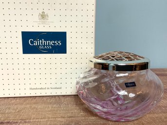 Caithness Glass Swirled Bowl With Cover In Box  Made In Scotland