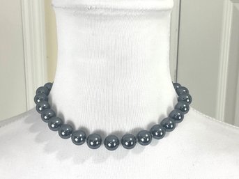 Gray Beaded Choker Necklace