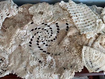 Collection Of Vintage Crochet Doilies And Runners