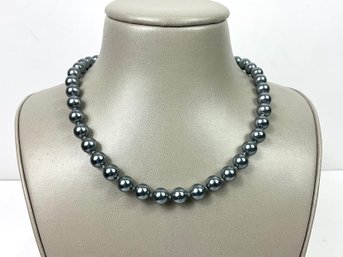 Small Gray Bead Choker Necklace