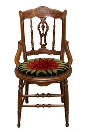 Antique Side Chair With Needlepoint Cushion