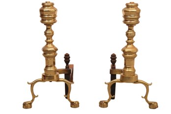 Harvin Co Brass Federal Style Branch Leg Ball And Claw Andirons