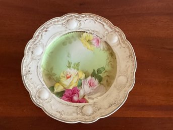 Vintage Hand-painted Plate With Roses