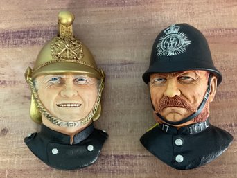 Bossons England Chalk-ware Victorian Fireman And Bobby New In Boxes