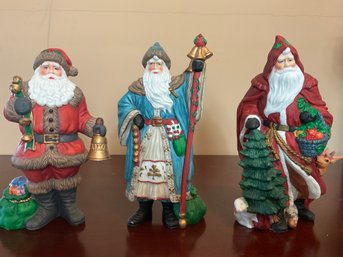 Trio Of Tradition Porcelain Santa Claus New In Boxes