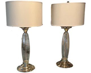 Pair Of Glass Side Table Lamps