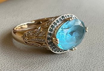 Exquisite Ring With Blue Stone 14K