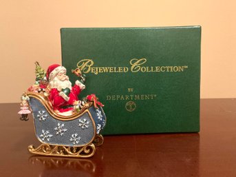 Santa In Sleigh Bejeweled Collection Trinket Box By Dept. 56 New In Box