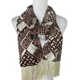 Brown & Ivory Fringed Scarf