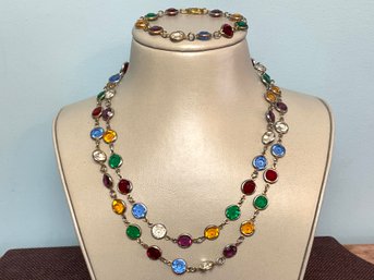 Multi-color Glass Necklace & Bracelet