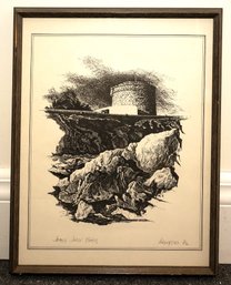 James Joyce Tower Pencil Signed Lithograph  Ingersoll 1982