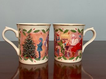 Pair Of Lenox Christmas Mugs Santas Toyshop NEW